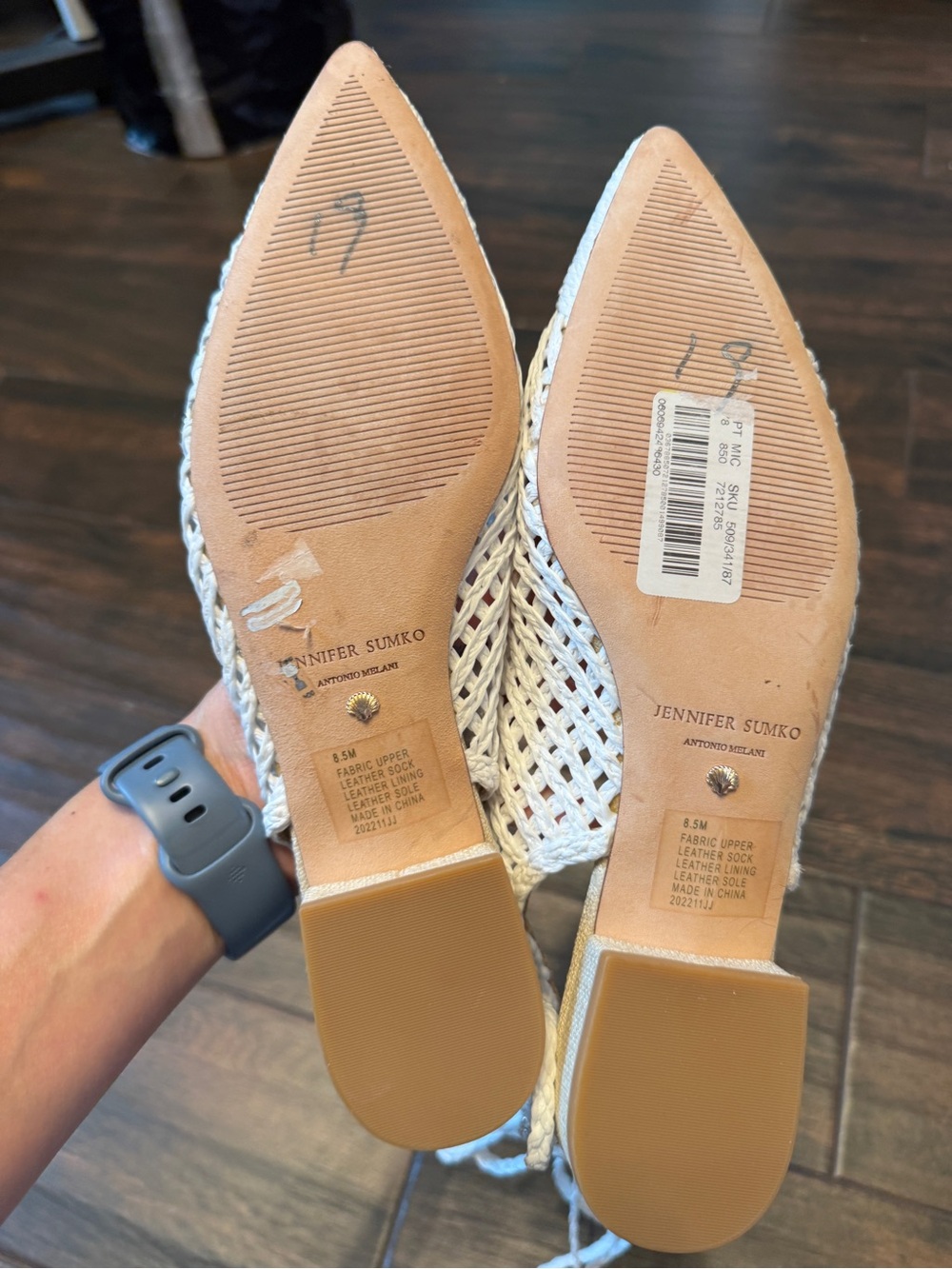 Antonio Melani x Jennifer Sumko White Woven Lace-Up Slingback Flats Size 8.5 New - Picture 5 of 9